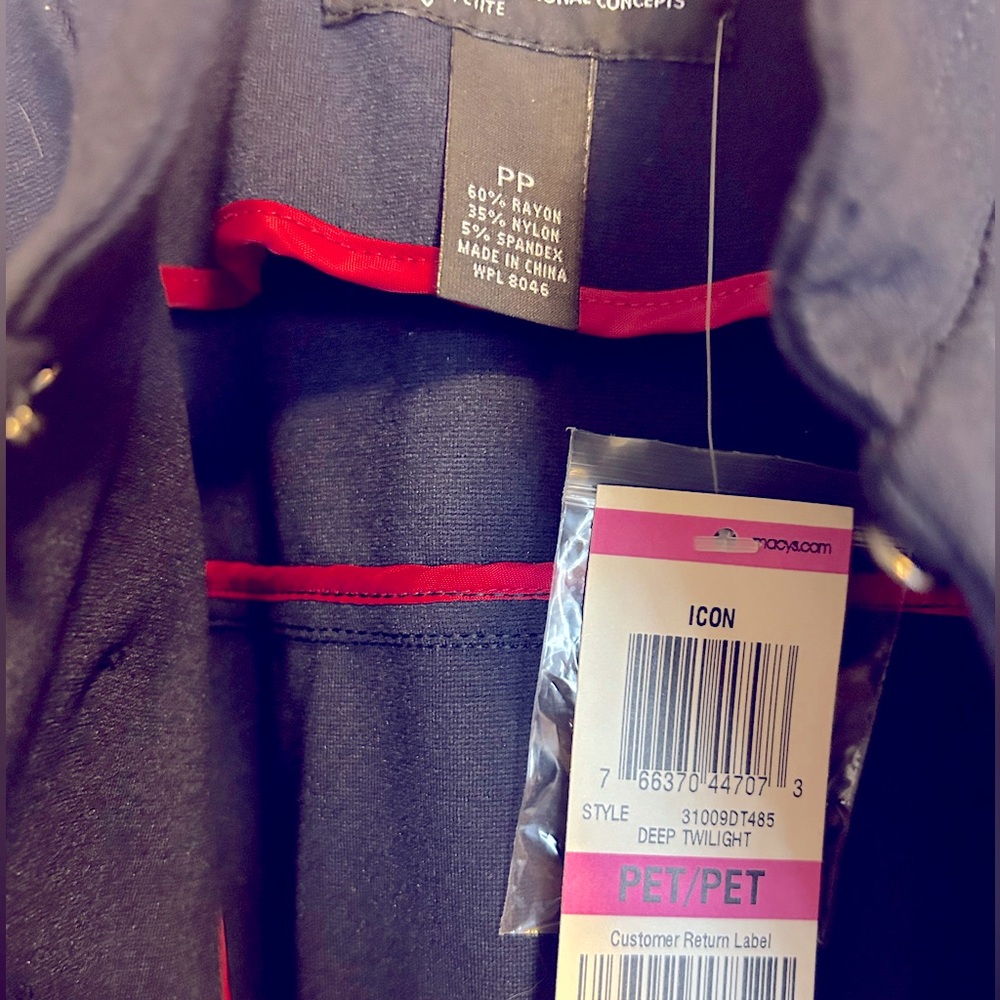 🪖Military Blazer Jacket Petite Twilight INC XS NWT - Picture 6 of 7